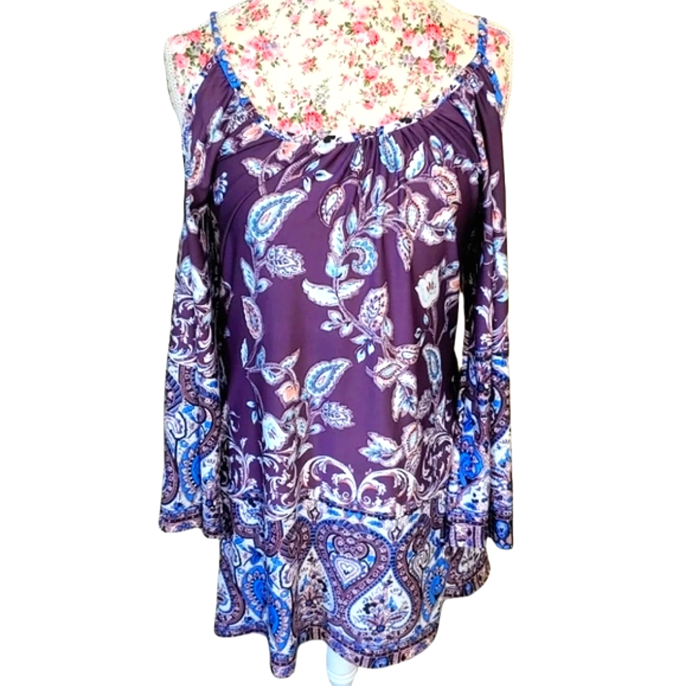 Bailey Blue cold shoulder tunic top